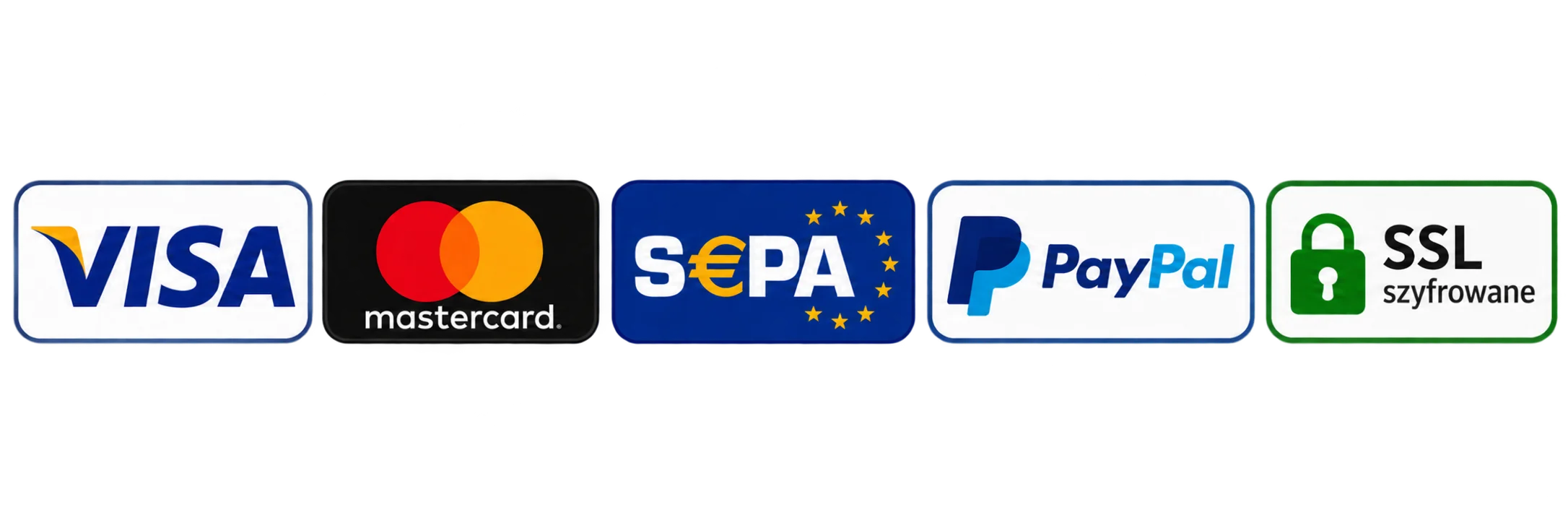 Bezpieczne metody płatności: Visa, Mastercard, SEPA, PayPal i SSL